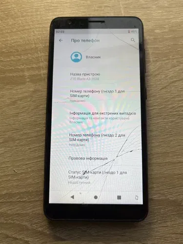 Zte A3 2020 бите скло