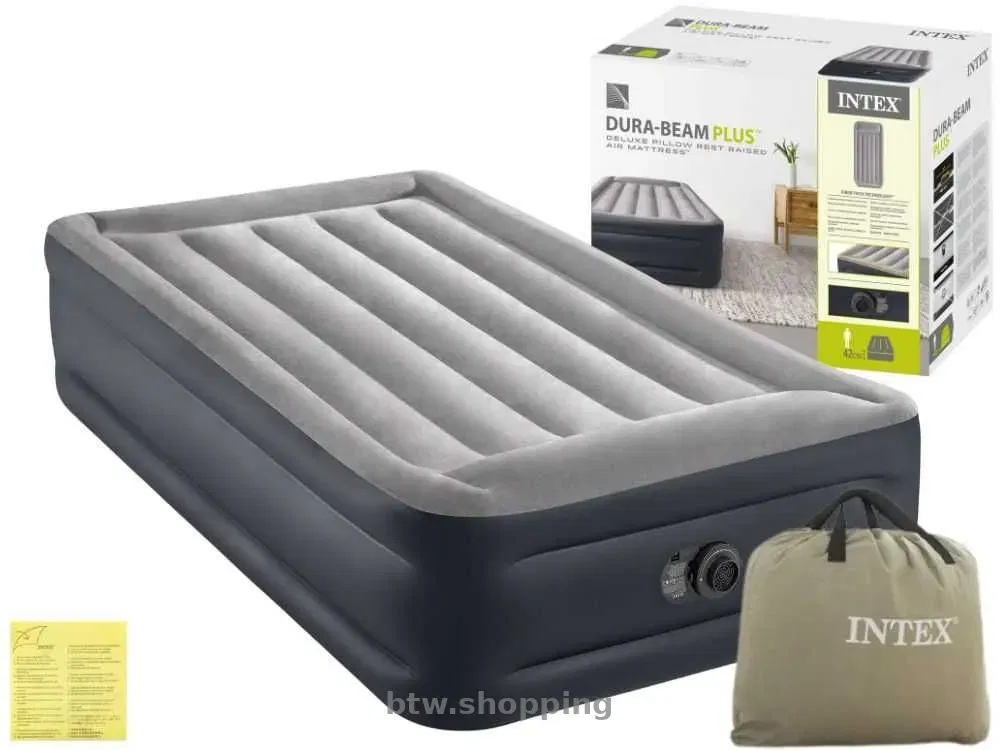 Надувне ліжко Intex 64132 з електронасосом 191×99×42 см - btw.shopping