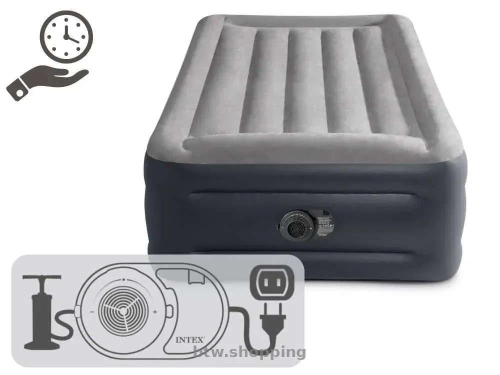 Надувне ліжко Intex 64132 з електронасосом 191×99×42 см - btw.shopping