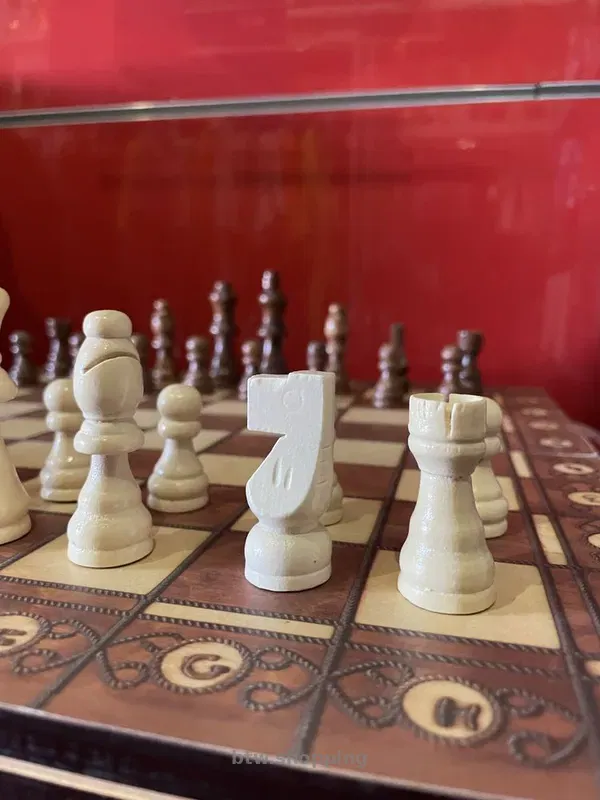 Набір 3 в 1: шахи, нарди, шашки (40×40) дерев’яні на магніті - btw.shopping