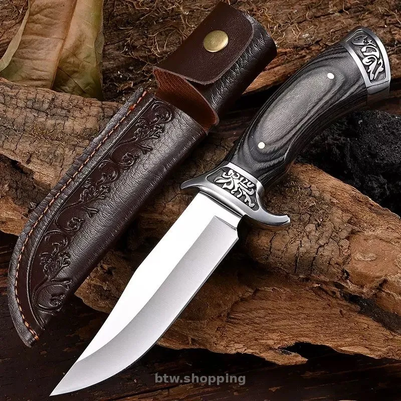 Охотничий нож 440C с деревянной рукоятью - btw.shopping