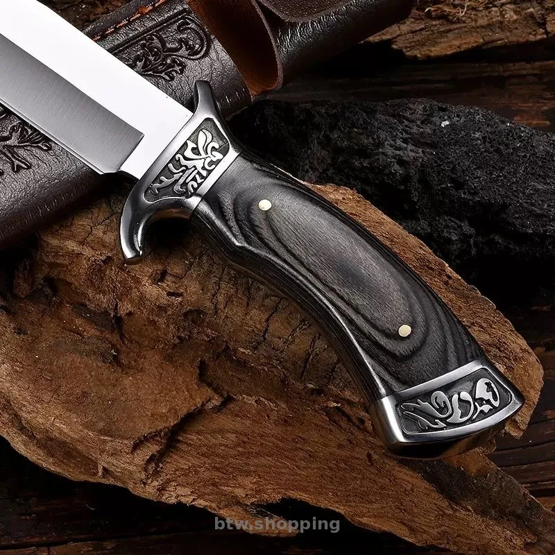 Охотничий нож 440C с деревянной рукоятью - btw.shopping