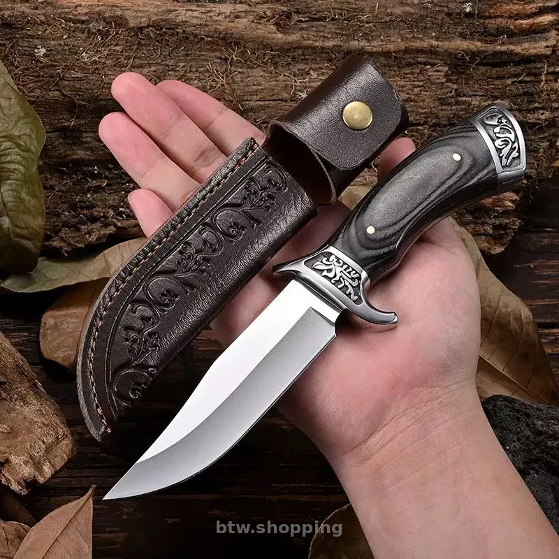 Охотничий нож 440C с деревянной рукоятью - btw.shopping