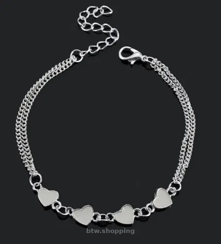 Браслет на щиколотку з сердечками, що світиться