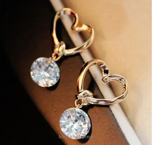 Сережки серце під діамант