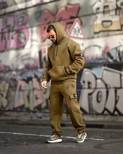 Зимовий спортивний костюм на флісі Stone Island oliva 4 ВТ6929