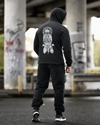 Зимовий флісовий костюм руни Руни чорний ВТ6895(K6 11 - 00)