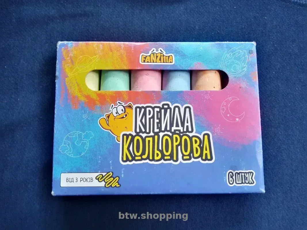 Набір крейди для малювання кольоровий Fanzilla 6 шт - btw.shopping