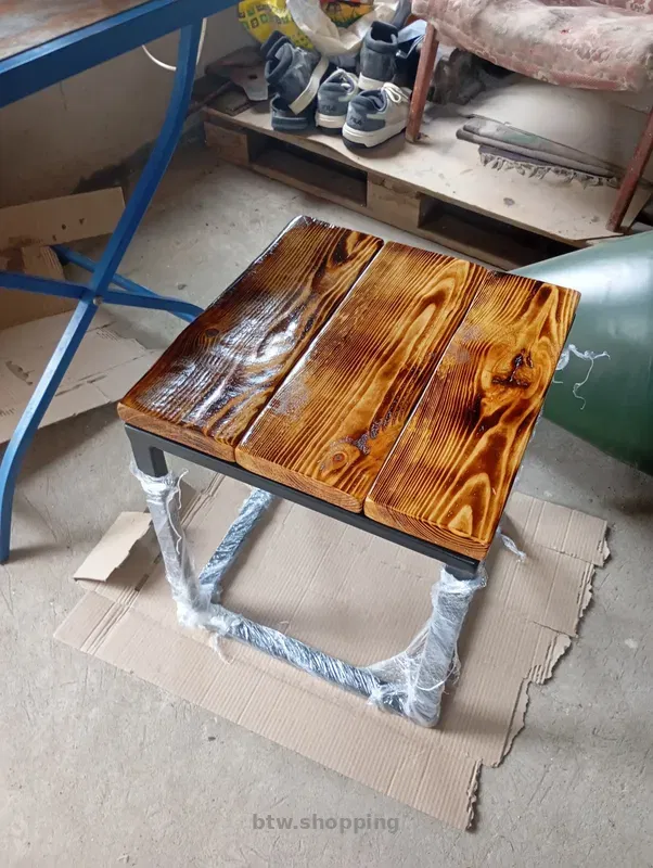 Прикроватна тумба лофт 40×40 метал + дерево - btw.shopping