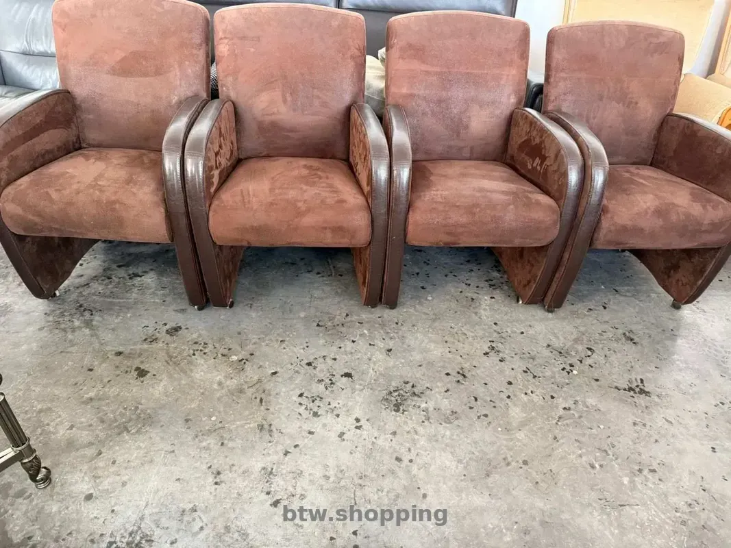 Комплект м'яких крісел, замш  та шкіра - btw.shopping