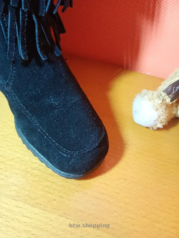 Жіночі чоботи Graceland з бахромою, чорна замша, розмір 36 - btw.shopping