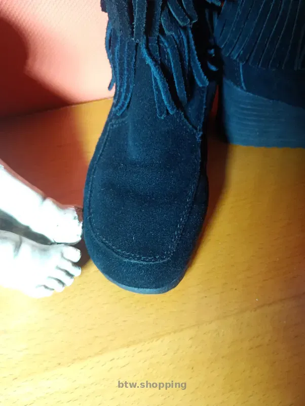 Жіночі чоботи Graceland з бахромою, чорна замша, розмір 36 - btw.shopping