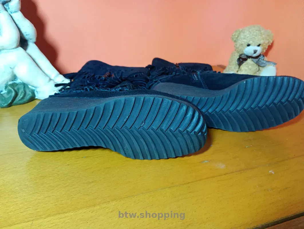 Жіночі чоботи Graceland з бахромою, чорна замша, розмір 36 - btw.shopping