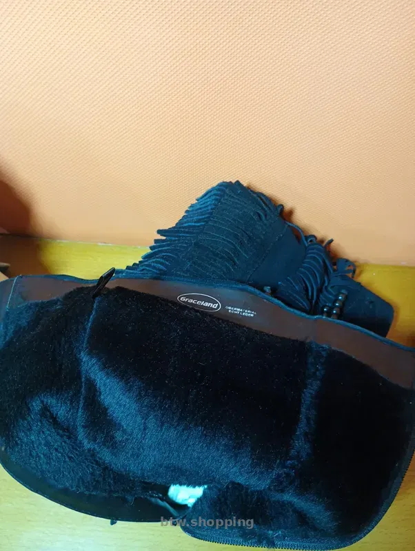 Жіночі чоботи Graceland з бахромою, чорна замша, розмір 36 - btw.shopping