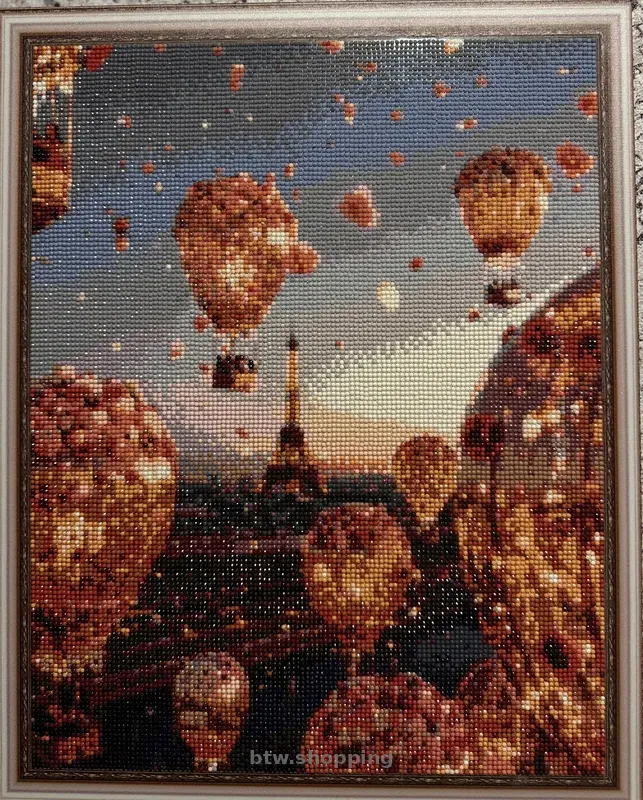 Картина алмазною мозаїкою “Повітряні кулі над Парижем” - btw.shopping