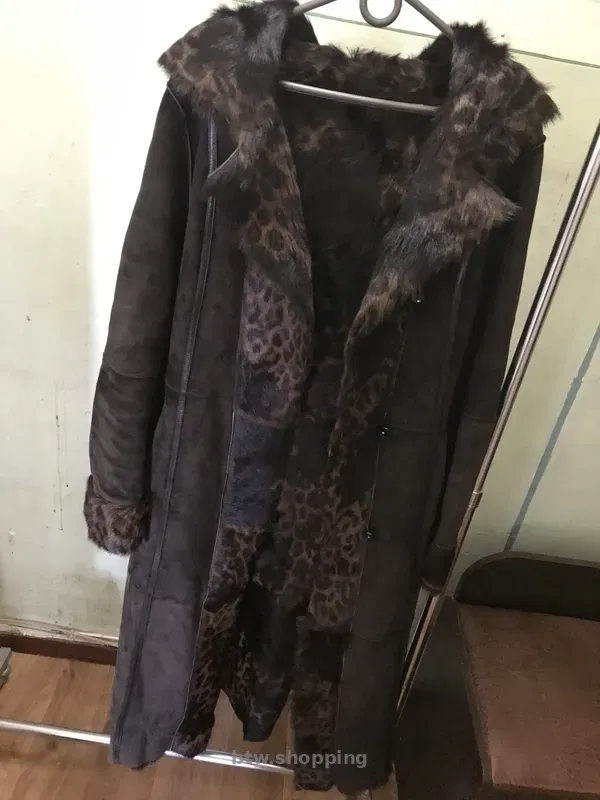 Леопардовая дубленка с шоколадным оттенком женская - btw.shopping