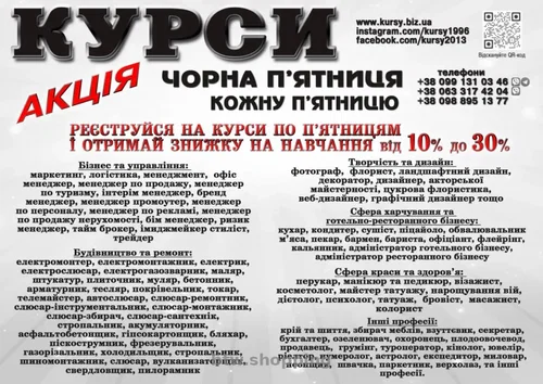 Курси кухаря, електрика, маляра, зварника, слюсаря