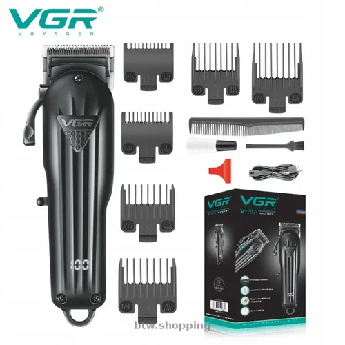 Машинка для стриження акумуляторна VGR V-282 +LCD,гребінець,6 насадок