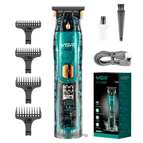 Тример для бороди акумуляторний VGR V-961 IPX7 +LCD,4 насадки