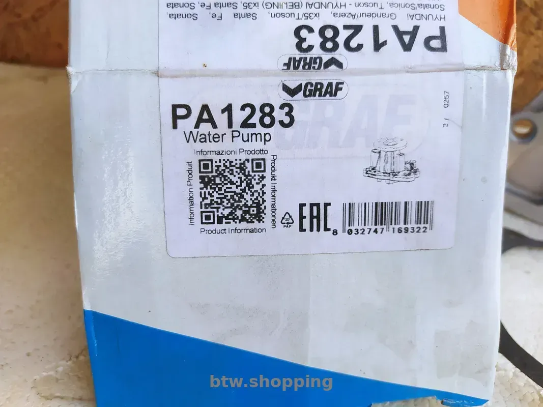Помпа (водяной насос) GRAF PA1283 Hyundai / Kia (новая, аналог) - btw.shopping