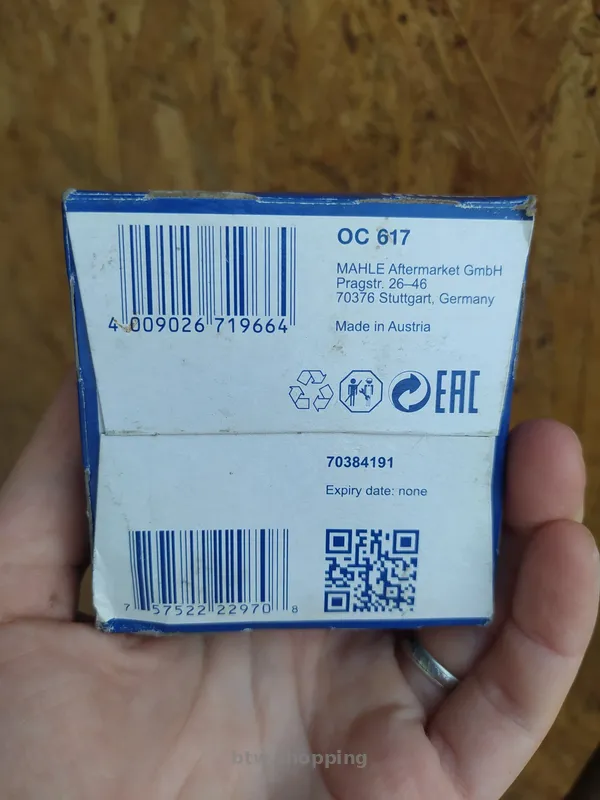 OC 617 Mahle Масляный фильтр - btw.shopping