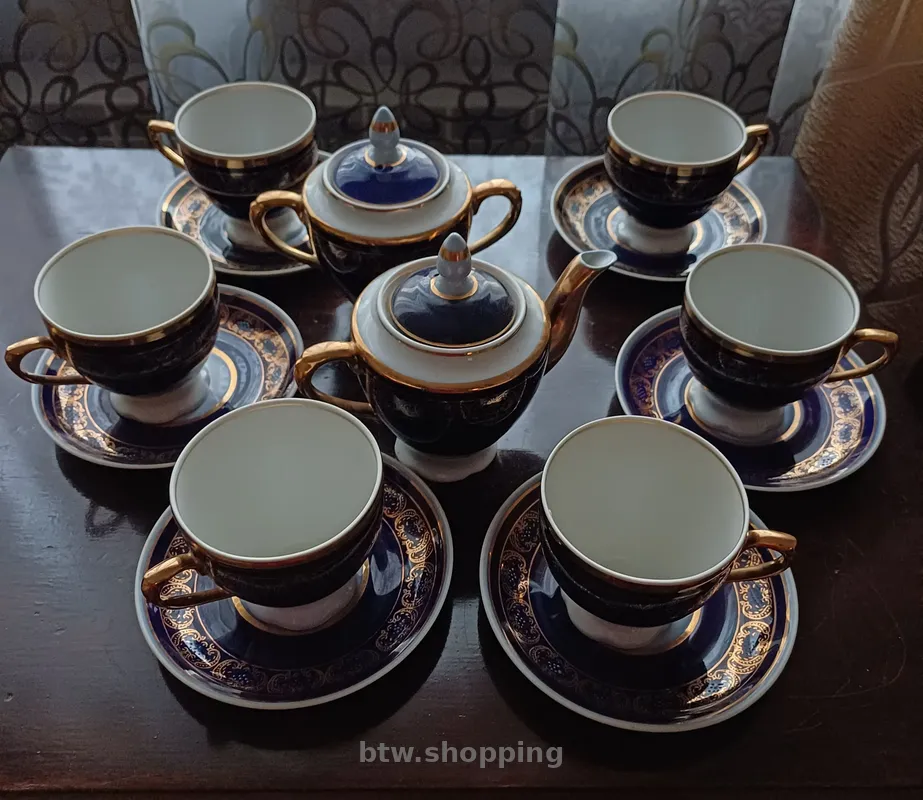 Кавово-чайний кобальтовий сервіз СССР - btw.shopping