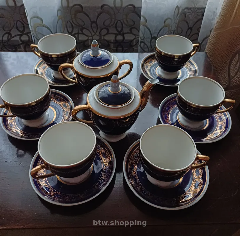 Кавово-чайний кобальтовий сервіз СССР - btw.shopping