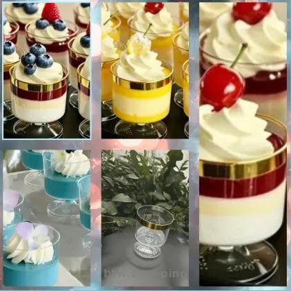 Прозорий міні-стакан для десертів із золотою смужкою 10 штук - Нові - btw.shopping