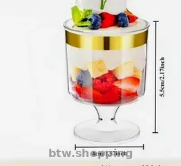 Прозорий міні-стакан для десертів із золотою смужкою 10 штук - Нові - btw.shopping