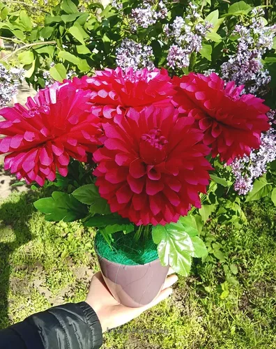 Жоржини з атласної стрічки