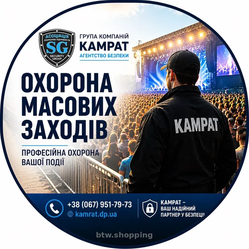 Охорона заходів та концертів Кривий Ріг Камрат - btw.shopping