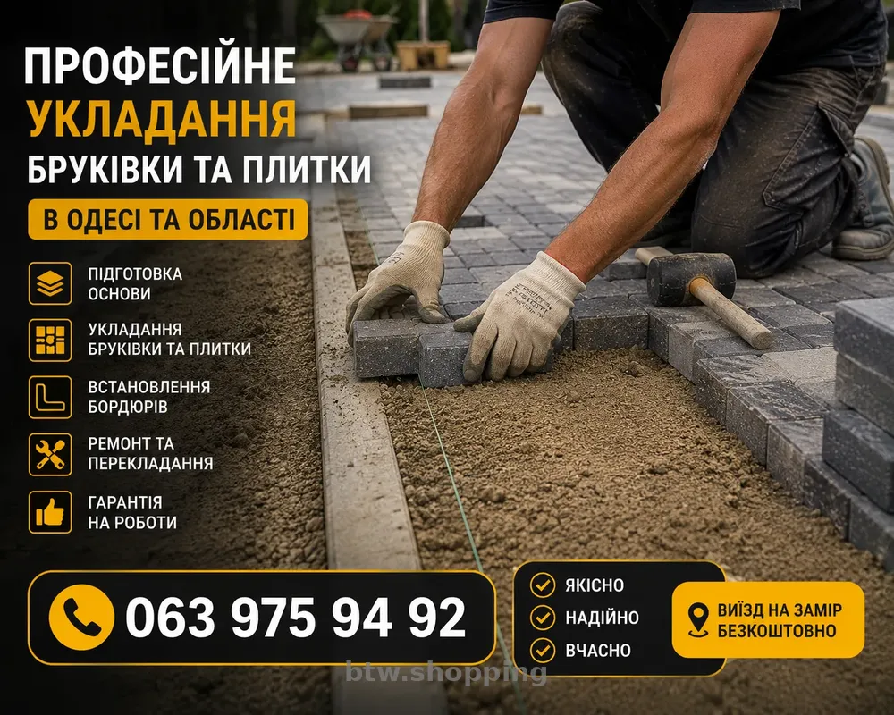 Бруківка та тротуарна плитка — укладання в Одесі - btw.shopping