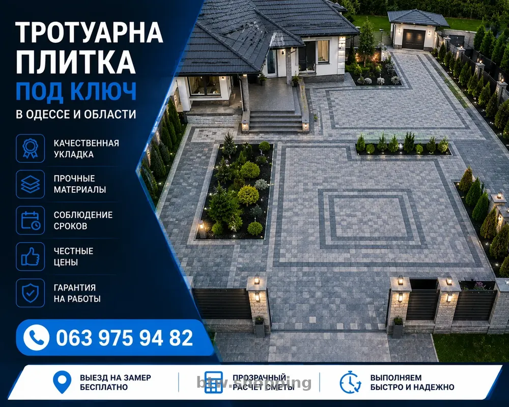 УКЛАДКА ТРОТУАРНОЙ ПЛИТКИ В ОДЕССЕ ПОД КЛЮЧ - btw.shopping